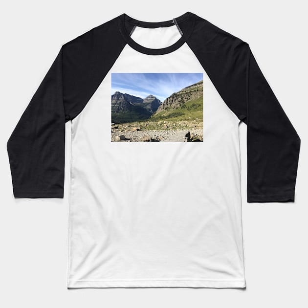 Mountains and Wispy Clouds Baseball T-Shirt by Sparkleweather